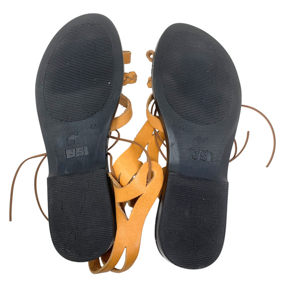 Jerusalem Sandals Ramah Sz EU 42 US 11 Light Brown Leather Ankle Tie Handmade - Picture 6 of 7